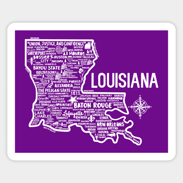 Louisiana Map Sticker by fiberandgloss